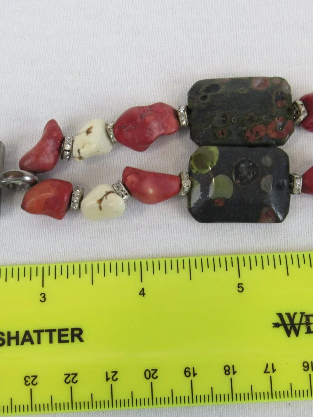 Chunky Beaded Cross Pendant Necklace Red Black Cream Southwestern Boho Statement